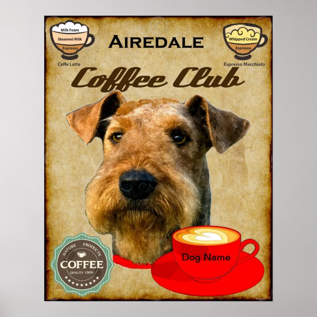 Póster Clube de Café do Airedale Terrier (Frente)
