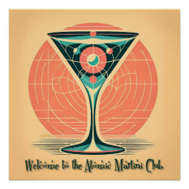 Póster Clube de Coquetel Martini Atômico com Emaranhament