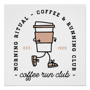 Póster Clube de corrida de café amante de corrida engraça