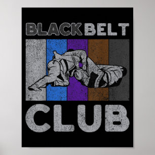 Poster Clube de Faixa Preta Vintage BJJ Jiu Jitsu Brasile