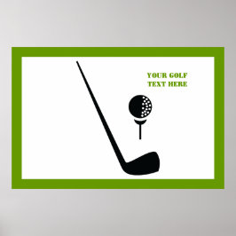 Poster Clube de golfe e bola preto, costume verde