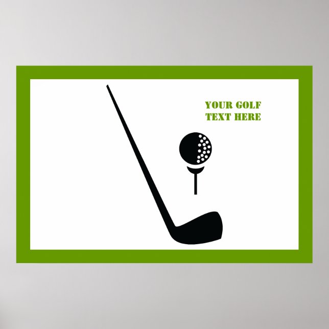 Poster Clube de golfe e bola preto, costume verde (Frente)
