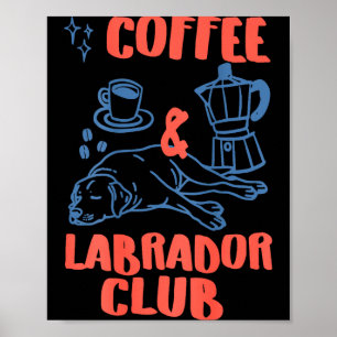 Poster Clube de Labrador Café Ilustração Amantes de Cães