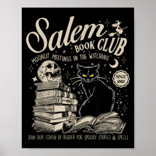 Poster Clube de Leitura de Bruxas Halloween Sombrio Gato