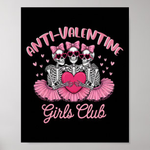 Poster Clube de Meninas Anti-valentine Esqueleto Rosa Eng