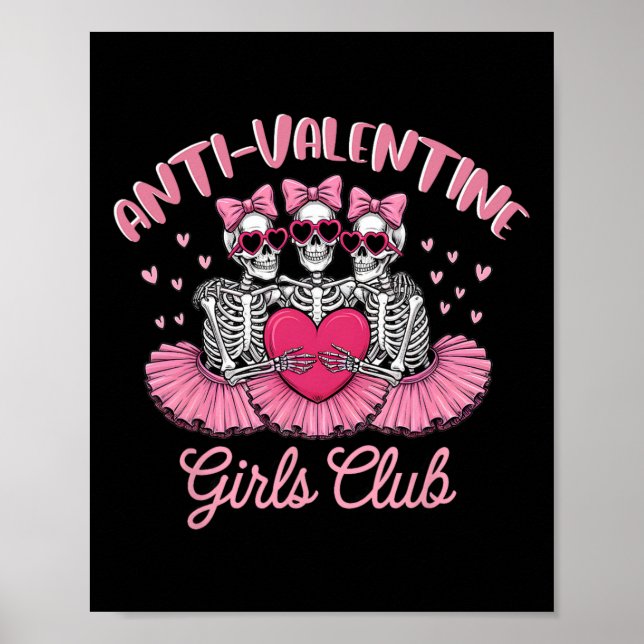 Poster Clube de Meninas Anti-valentine Esqueleto Rosa Eng (Frente)