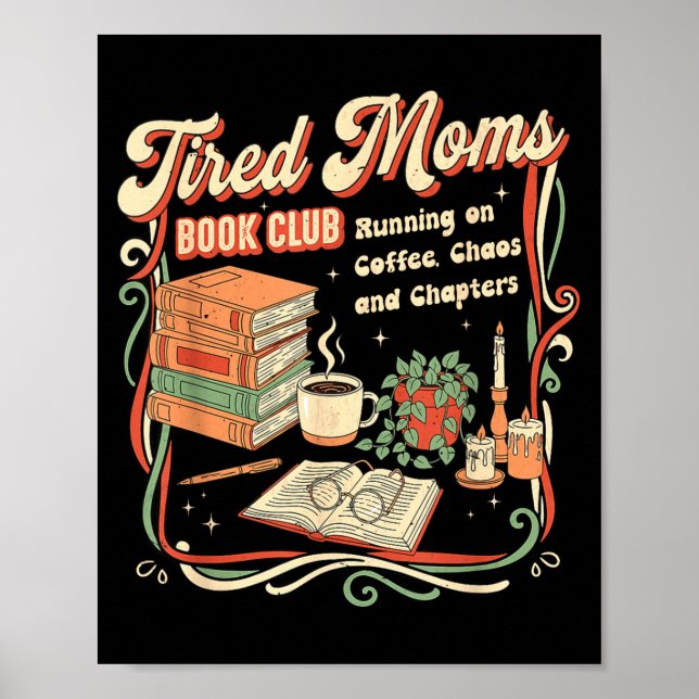 Poster Clube do livro de mães cansadas design retrô engra (Frente)