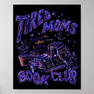 Poster Clube do livro de mães cansadas e engraçadas retrô