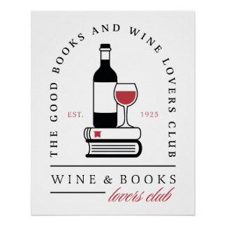 Póster Clube do livro de vinho engraçado estética leitora