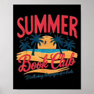 Poster Clube do Livro Retrô de Verão Férias de Praia Dive