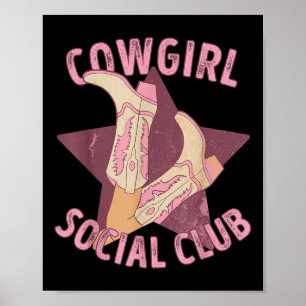 Poster Clube Social Cowgirl Botas Ocidentais Estética Cam