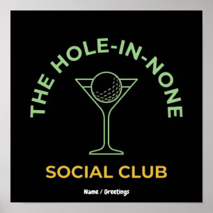 Poster Clube Social de Golfe Divertido Humor Buraco-Em-Ne