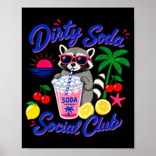 Poster Clube social de refrigerante sujo retrô guaxinim v