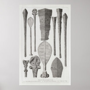 Póster Clubes e insígnias de grau polinésios
