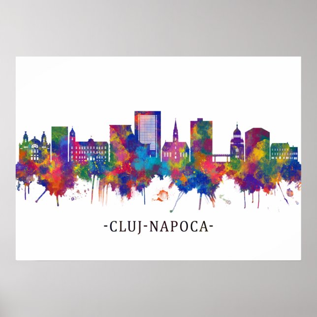 Poster Cluj-Napoca Romênia Skyline (Frente)