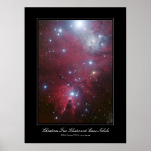 Póster Cluster de Árvore Natal e Nebulosa de Cone