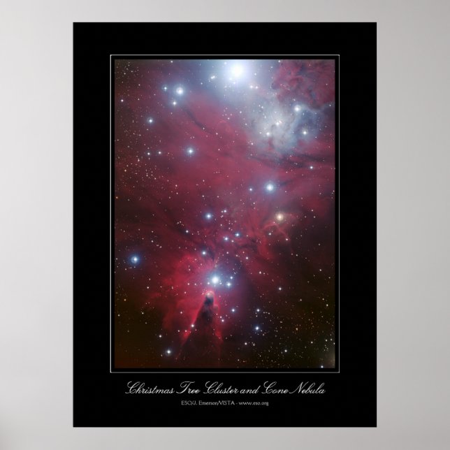 Póster Cluster de Árvore Natal e Nebulosa de Cone (Frente)