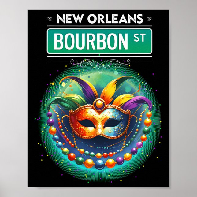 Poster Cly New Orleans Bourbon Street Diversão Legal Nola (Frente)