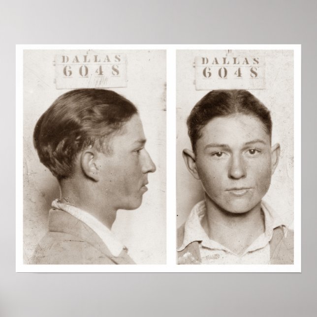 Poster Clyde Champion Barrow Mug Shot Dallas Circa 1926 (Frente)