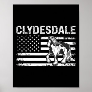 Poster Clydesdale Usa Flag Equestrian Horse Breed Women M