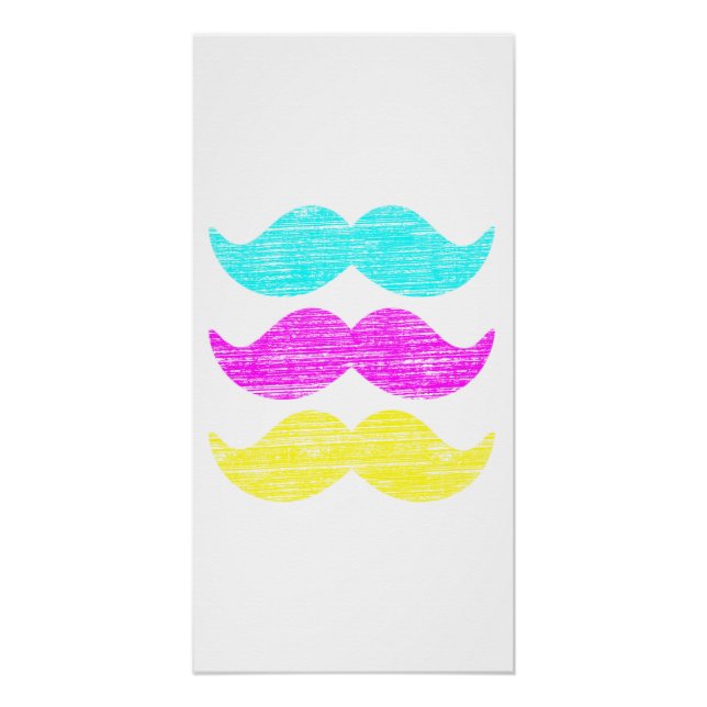 Póster CMY Mustaches (estilo letterpress) (Frente)
