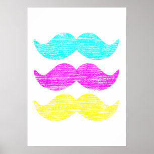 Póster CMY Mustaches (estilo letterpress)
