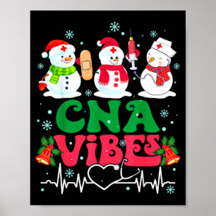 Poster Cna Vibes Enfermeira Boneco de Neve Estetoscópio P