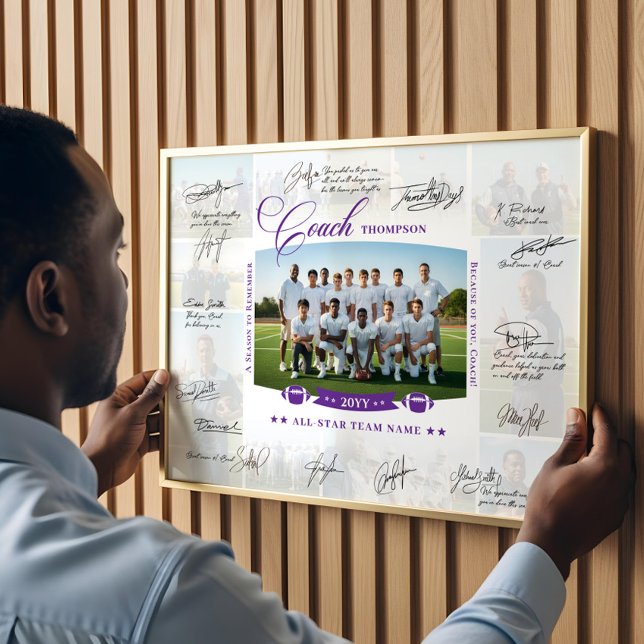 Poster Coach Appreciation Collage Football Team Signature (Coach Appreciation Collage Football Team Signature Poster)