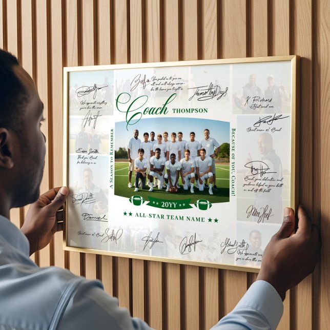 Poster Coach Appreciation Collage Football Team Signature (Coach Appreciation Collage Football Team Signature Poster)