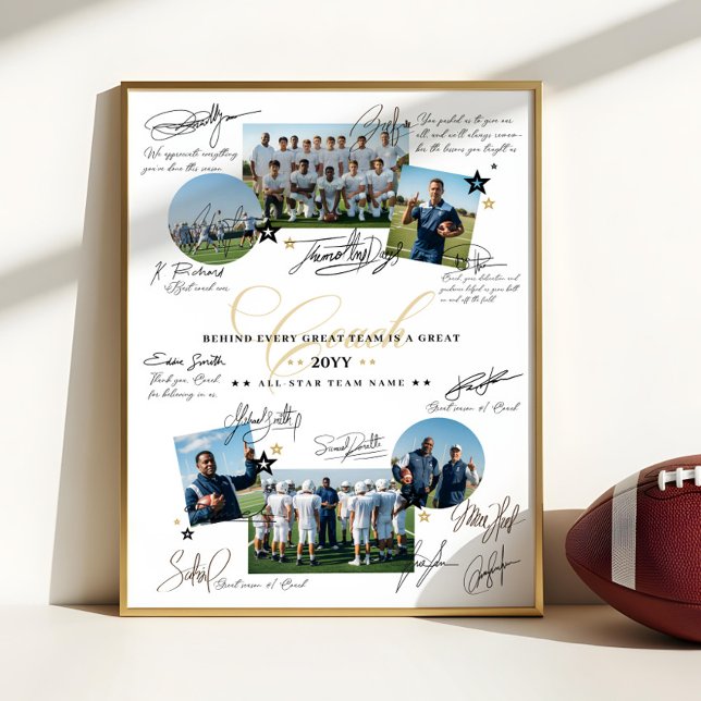Poster Coach Appreciation Collage Football Team Signature (Coach Appreciation Collage Football Team Signature Poster)