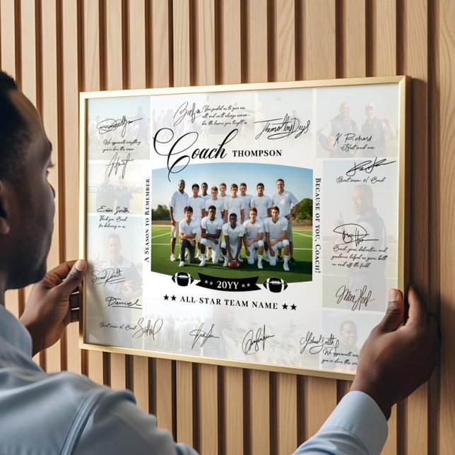 Poster Coach Appreciation Collage Football Team Signature (Coach Appreciation Collage Football Team Signature Poster)