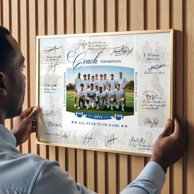 Poster Coach Appreciation Collage Football Team Signature (Coach Appreciation Collage Football Team Signature Poster)