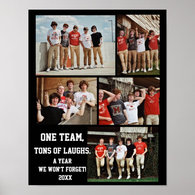 Poster Coach baseball Photo Collage Name Team # (Frente)