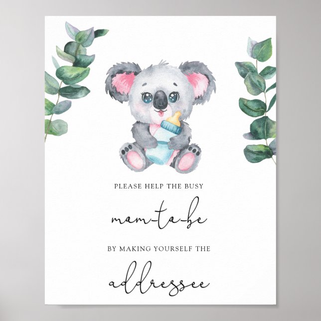 Poster Coala /Ajude a futura mamãe ocupada a endereçar um (Frente)