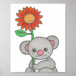 Poster Coala personalizada com flor