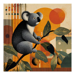 Póster Coala Sentado em uma Árvore