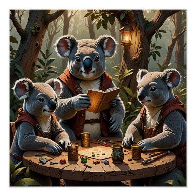 Póster Coalas Jogando RPG (Frente)