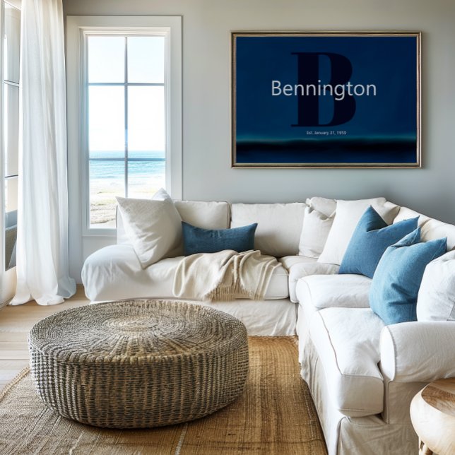 Poster Coastal Beach Custom Last Name Decor Prints (Criador carregado)