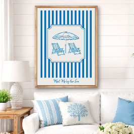 Poster Coastal Beach Vibes Blue Stripes
