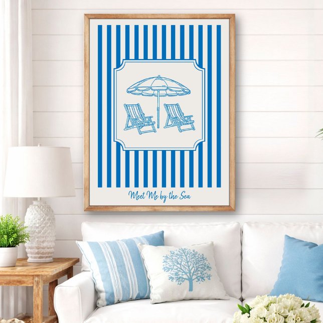 Poster Coastal Beach Vibes Blue Stripes (Criador carregado)