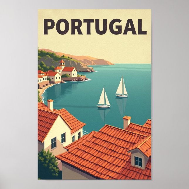 Poster Coastal Portugal – Retro Seaside Escape (Frente)