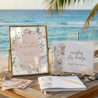 Poster Coastal Watercolor Shells Sign Our Guestbook