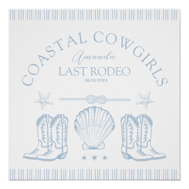 Póster Coasteira Cowgirl Boots Festa de solteira Ocidenta (Frente)