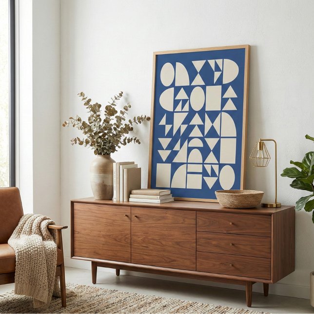 Poster Cobalt Blue Modern Geometric Shapes Art (Criador carregado)