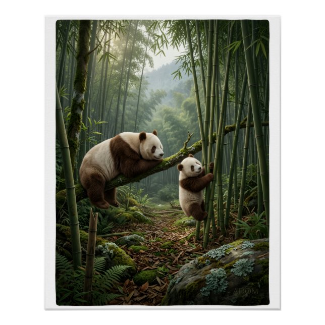 Póster Cobertor de Fleece da Floresta de Bambu dos Pandas (Frente)