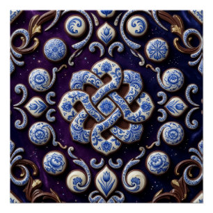 Póster Cobertor Fleece de Joia Ornamentada Nó Celta de Pe