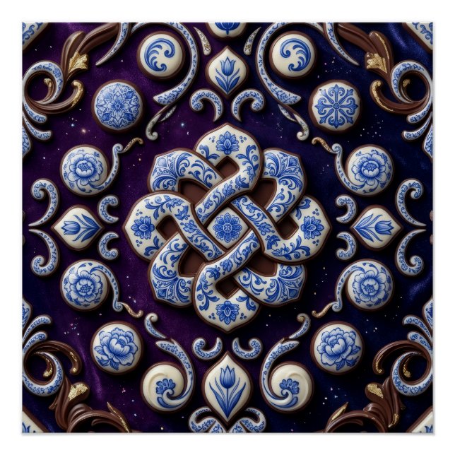 Póster Cobertor Fleece de Joia Ornamentada Nó Celta de Pe (Frente)