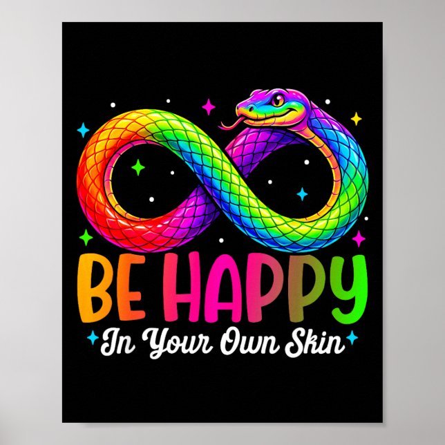 Poster Cobra arco-íris seja feliz design de conscientizaç (Frente)