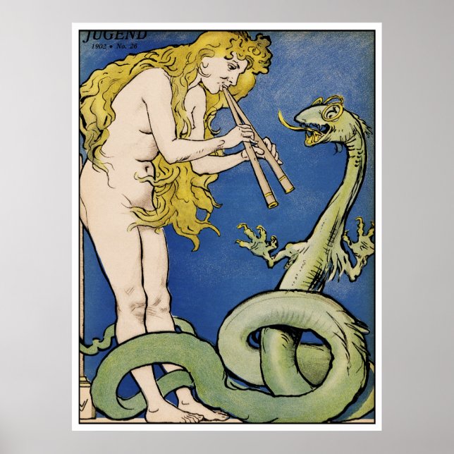 Poster Cobra Charmer - Art Nouveau Vintage Art (Frente)