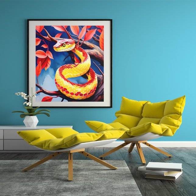 Poster Cobra com balanças vibrantes, vermelhas e amarelas (Criador carregado)